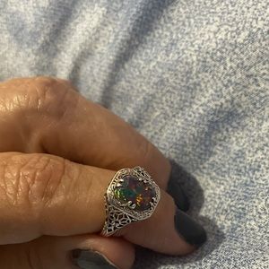 Sterling silver black opal ring
